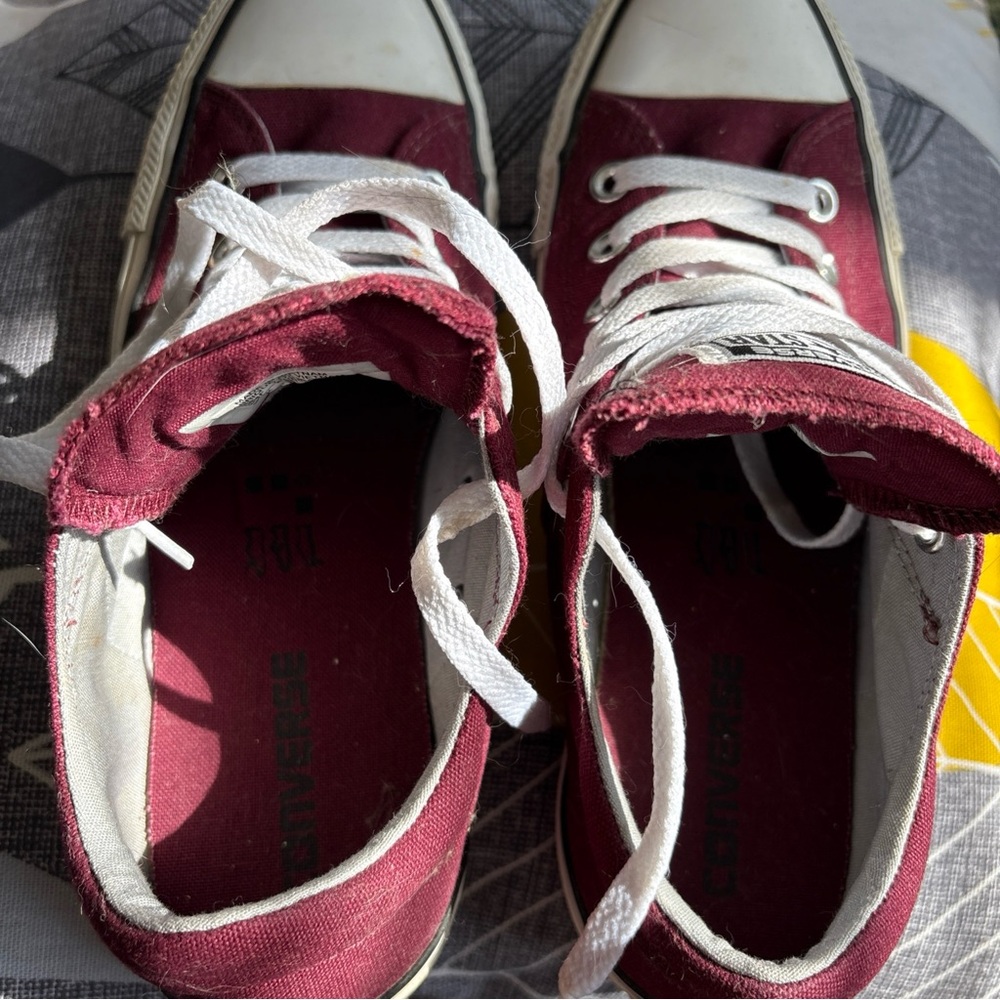 Converse Maroon Canvas Sneakers with White Laces